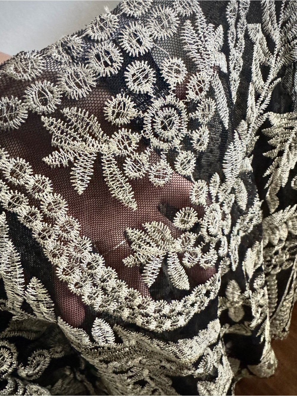 ALLOY Black Mesh Top with Gold Lace Motif - Picture 5 of 6